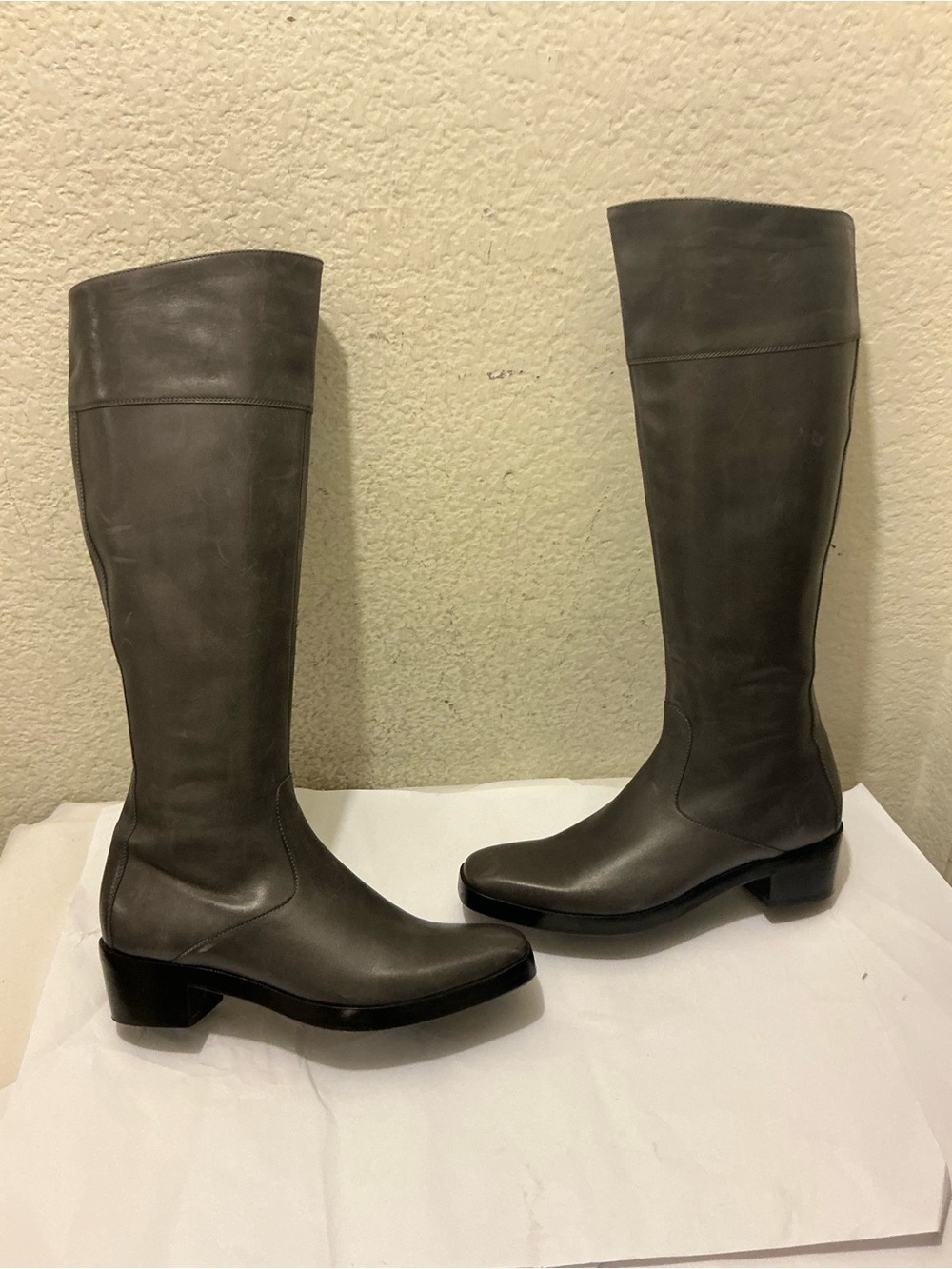 Balenciaga Over-the-Knee Leather Boots in Gray Italy